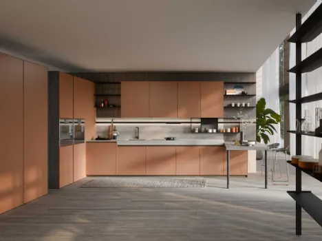 Cucina Moderna laccata Coco Light angolare con penisola di Dibiesse