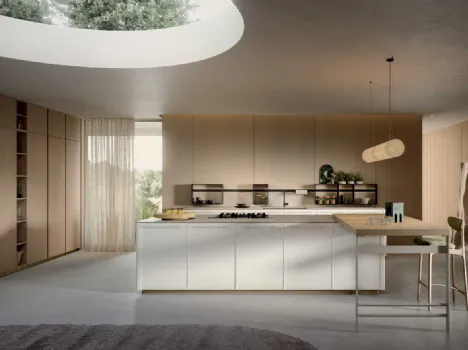 Cucina Moderna in laccato Bianco Coco Light con isola di Dibiesse