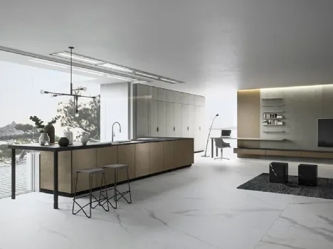 Cucina Moderna in laccato metallizzato Vestimi con penisola di Dibiesse