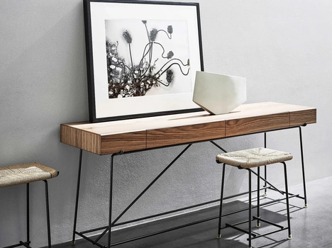 Scrittoio in marmo, legno e metallo Any Day di Flexform