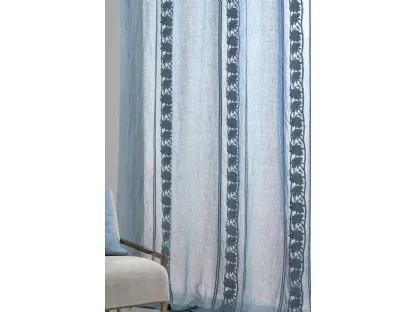 Tenda Mathilde in garza di lino con Fasce Floreali verticali di Mastro Raphael