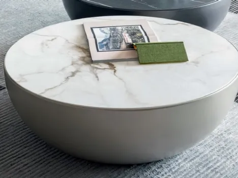Tavolino a mezza sfera in alluminio e marmo Planet di Bonaldo