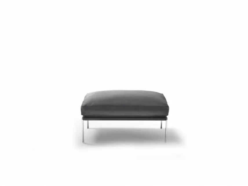 Pouf Lifesteel in pelle con piedini in metallo di Flexform
