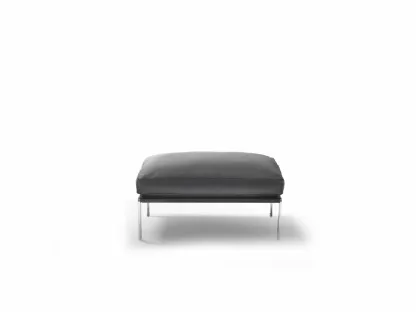 Pouf Lifesteel in pelle con piedini in metallo di Flexform
