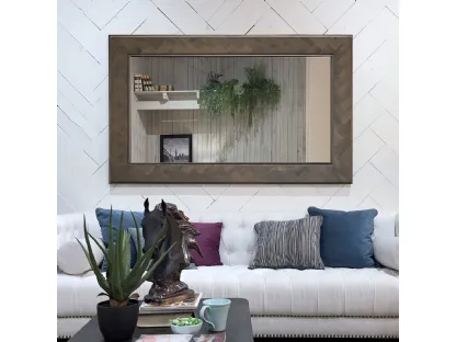 Specchio rettangolare Anfitrite con cornice in legno massello di Conifera finitura Dark Grey di Dialma Brown
