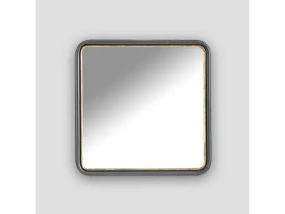 Specchio quadrato Cerere con cornice in metallo finitura brunita con profilo color Antique Gold di Dialma Brown