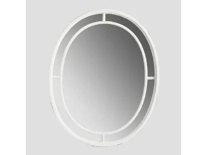Specchio ovale Chione con cornice in agglomerato finitura White Vintage di Dialma Brown