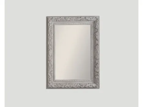 Specchio rettangolare con cornice in agglomerato intagliato finitura Dark Grey vintage lavorato a mano Nemesi di Dialma Brown