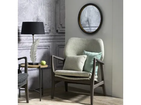 Specchio rotondo Tiche con cornice in metallo finitura brunita con profilo color Antique Gold di Dialma Brown