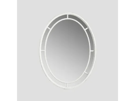 Specchio ovale Venere in agglomerato finitura White Vintage lavorato a mano di Dialma Brown