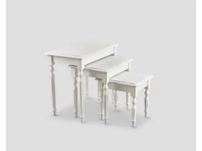 Tavolini DB006151 3pz legno laccato bianco vissuto di Dialma Brown