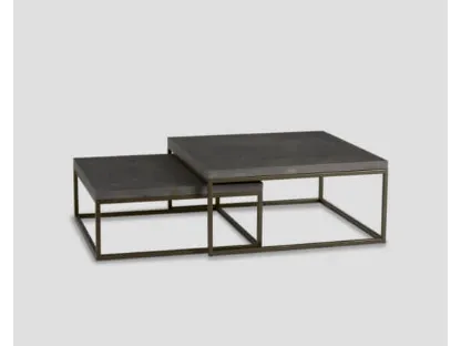 Tavolini DB006534 2pz metallo top legno dark grey di Dialma Brown