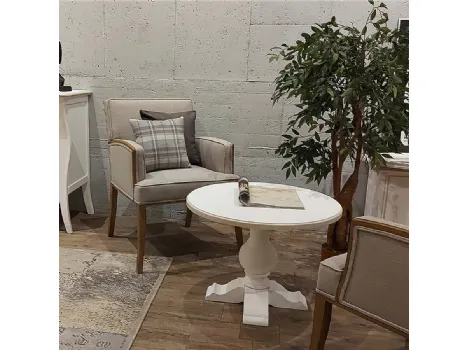 Tavolino tondo Hecket in legno massello lacato bianco di Dialma Brown