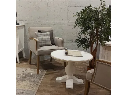 Tavolino tondo Hecket in legno massello lacato bianco di Dialma Brown