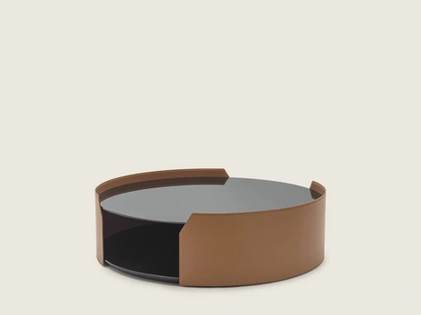 Tavolino in vetro e cuoio Louise di Flexform