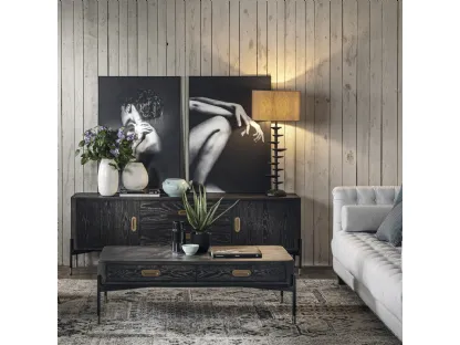 Tavolino rettangolare Mika in legno con base in metallo di Dialma Brown