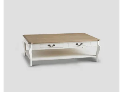 Tavolino salotto DB006452 legno laccato bianco cassetti top rovere di Dialma Brown