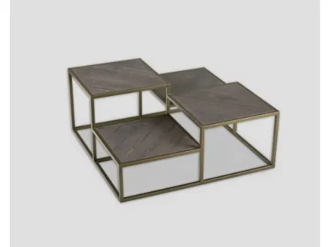 Tavolino salotto DB006708 metallo bronzato top legno dark grey di Dialma Brown