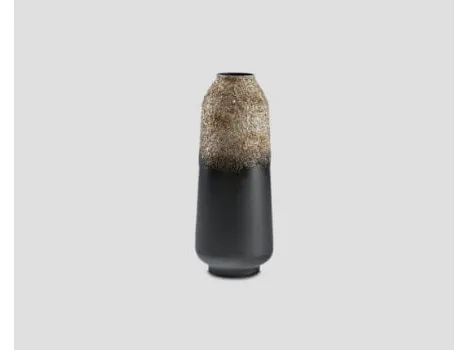 Vaso DB006321 metallo nero decorazione granuli vetro argento brunito di Dialma Brown