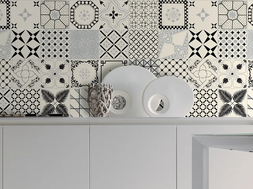 Piastrelle Macramè 24 Decori Nero di De Maio