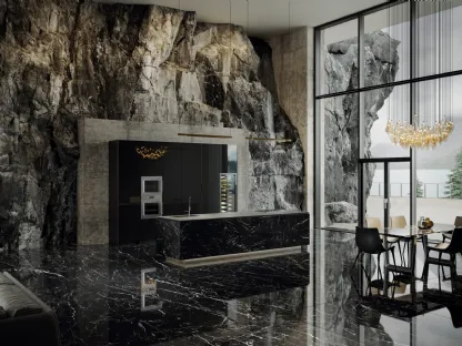 Piastrelle in ceramica effetto marmo nero Marquina di Tagina