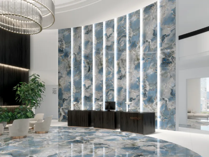 Piastrelle in gres adatte anche come rivestimento con effetto Onice Reale persiano di Tagina