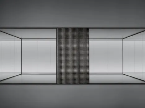 Porta per interni scorrevole Daimon + sistema Spazio in vetro grigio e alluminio Brown di Rimadesio
