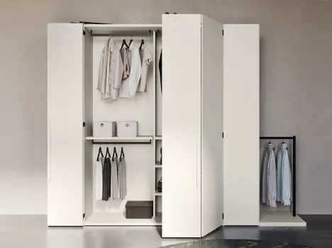 Armadio con ante a soffietto in laccato bianco opaco Best di Clever