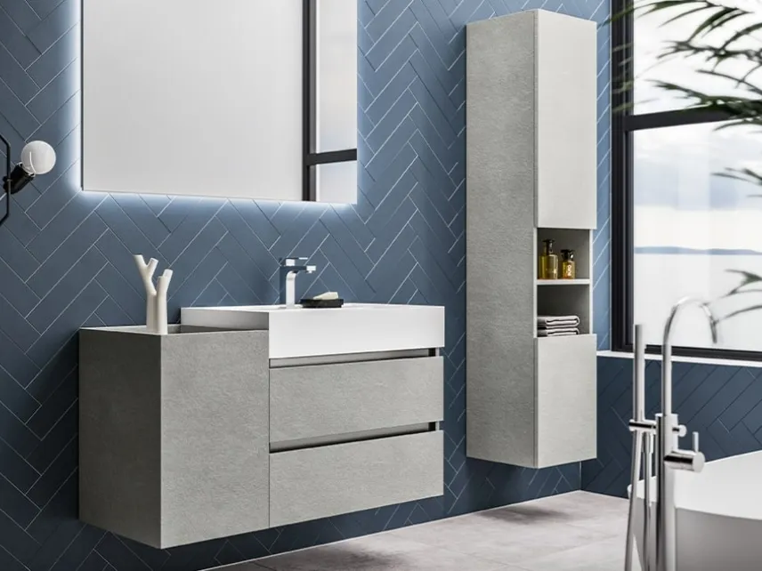 Mobile da Bagno Misura in nobilitato effetto Malta Grigio di Cerasa