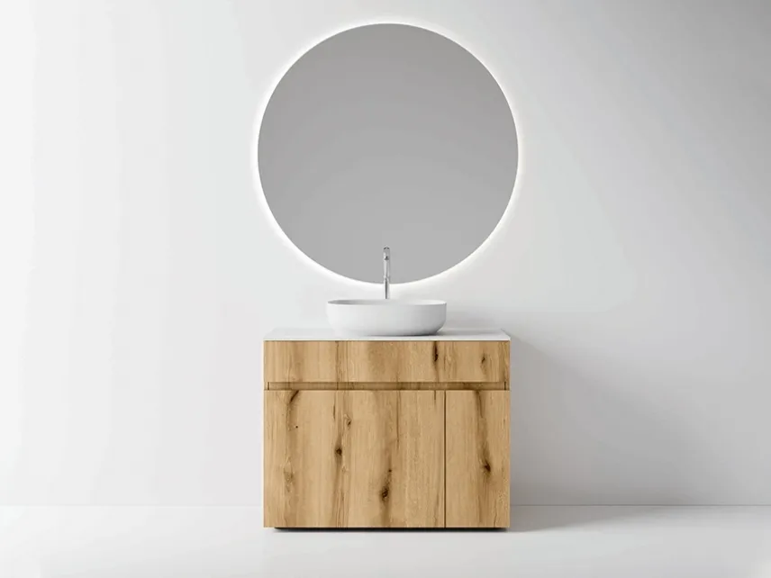 Mobile da Bagno a terra Single in nobilitato effetto legno Coast di Cerasa
