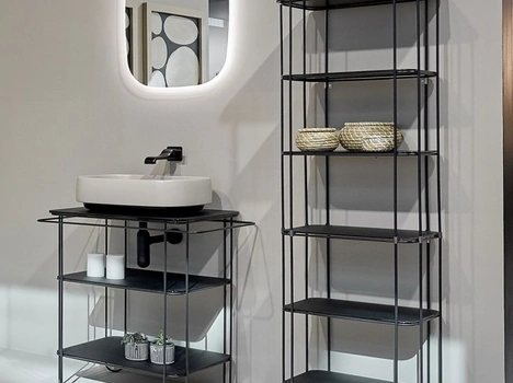 Mobile da bagno a terra Filo in acciaio inox di Flaminia