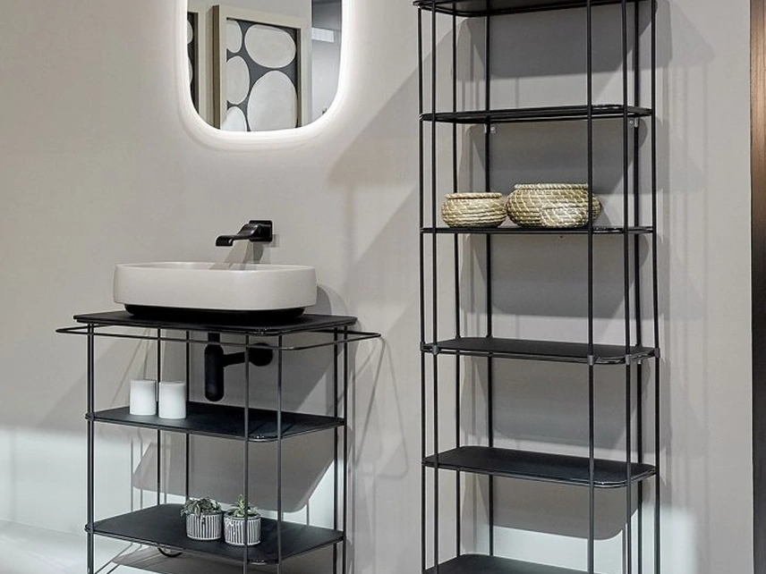 Mobile da bagno a terra Filo in acciaio inox di Flaminia