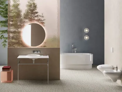 Mobile da Bagno a terra Istanbul 01 in ceramica Bianca con lavabo integrato e gambe in metallo di Vitra bagno