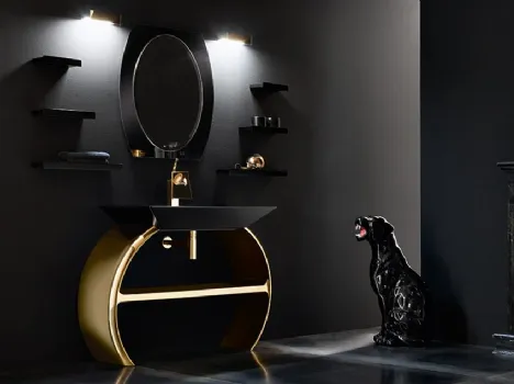 Mobile da Bagno Moon in finitura Oro di Cerasa