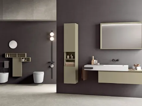 Mobile da Bagno Segno in Grigio Olivastro di Cerasa