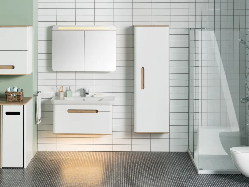 Mobile da Bagno sospeso Sento 03 in laccato opaco Bianco di Vitra bagno