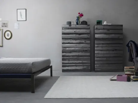Cassettiere Notte Box finitura Legno Abete Canna di Fucile di Capo d'Opera