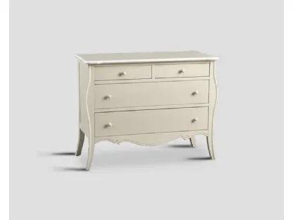 Comò Jacob realizzato in legno stratificato e legno massello laccato color crema con rifiniture bianche di Dialma Brown