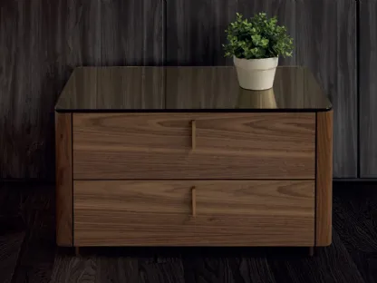 Comodino Nuage Maxi 2C in legno con top in vetro di Conte