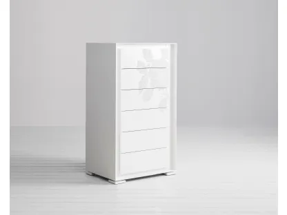 Cassettiera Privacy in laccato Bianco con decoro di Capo d'Opera