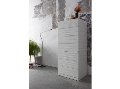 Cassettiera Segno in laccato opaco Bianco con rilievo 3D di Capo d'Opera