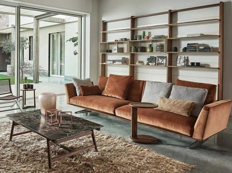 Divano lineare in tessuto Evergreen di Flexform