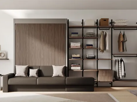 Letto a scomparsa in melaminico con divano IM22 02 di Clever