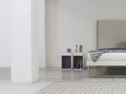 Letto Romance testiera alta decorata motivo 3D Argyle laccato opaco di Capo d'Opera