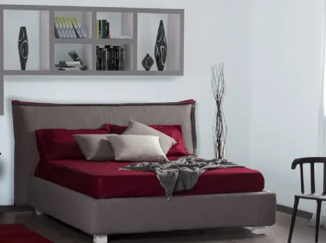 Letto Sebastien struttura legno imbottito rivestimento tessuto compresa rete a doghe di Bedding