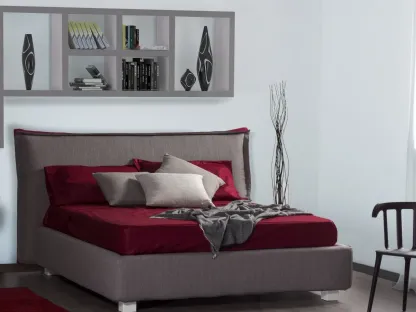 Letto Sebastien struttura legno imbottito rivestimento tessuto compresa rete a doghe di Bedding