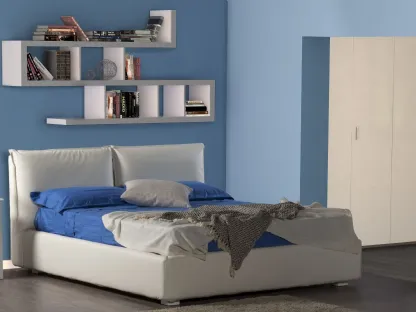 Letto Simon struttura legno imbottito rivestimento ecopelle sfoderabile compresa rete di Bedding