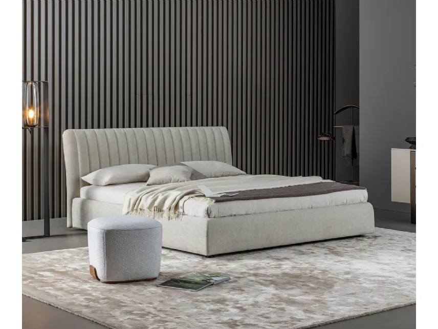 Letto in tessuto imbottito con box contenitore Tonight di Bonaldo