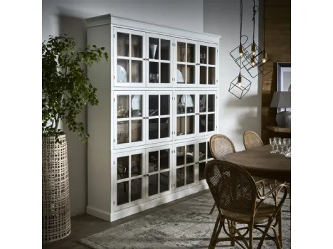 Libreria a muro Amalfi in legno laccato Bianco di Dialma Brown