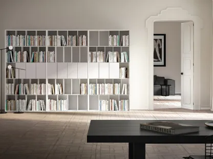 Libreria a muro Ateneo in laccato Bianco opaco di Capo d'Opera